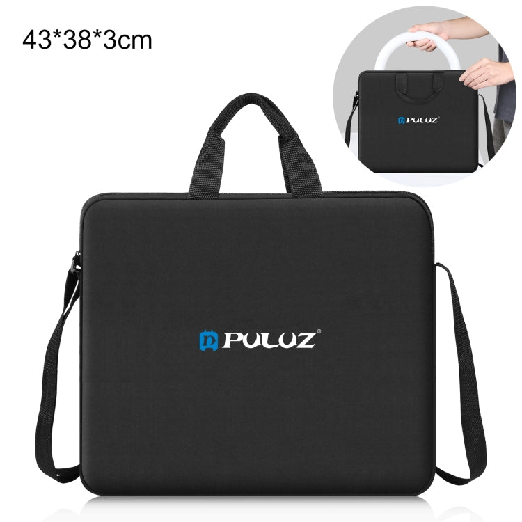 PULUZ 14 inch Ring LED Lights Portable Zipper Storage Bag Shoulder Handbags, Size: 43cm x 38cm x 3cm