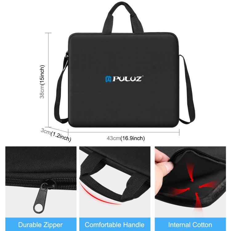 PULUZ 14 inch Ring LED Lights Portable Zipper Storage Bag Shoulder Handbags, Size: 43cm x 38cm x 3cm