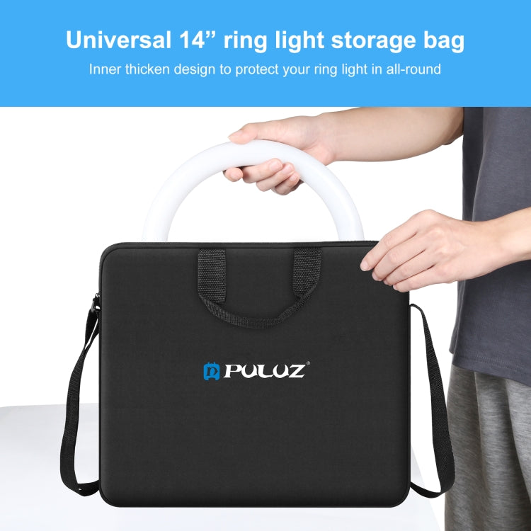 PULUZ 14 inch Ring LED Lights Portable Zipper Storage Bag Shoulder Handbags, Size: 43cm x 38cm x 3cm