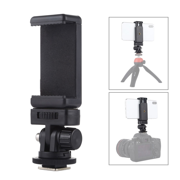 PULUZ 1/4 inch Screw Thread Cold Shoe Tripod Mount Adapter with Phone Clamp My Store