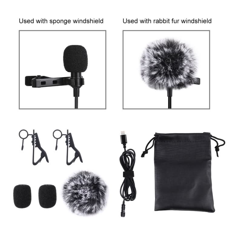 PULUZ 1.5m 8 Pin Jack Lavalier Wired Condenser Recording Microphone My Store