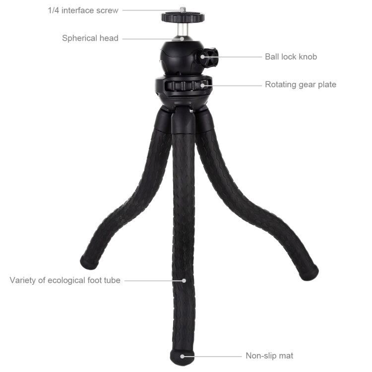 PULUZ Mini Octopus Flexible Tripod Holder with Ball Head for SLR Cameras, GoPro, Cellphone, Size:30cmx5cm My Store