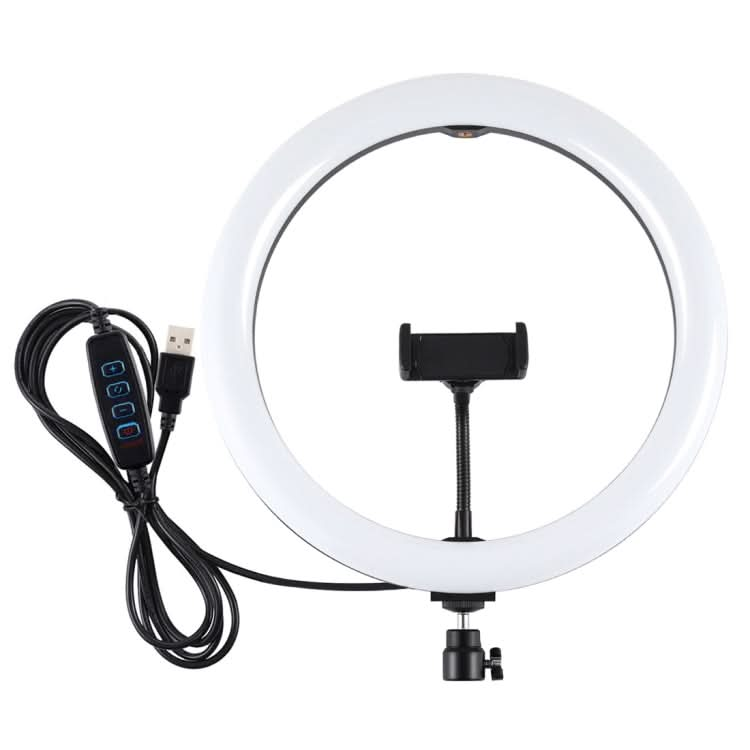 PULUZ 11.8 inch 30cm USB 3 Modes Dimmable Dual Color Temperature LED Curved Diffuse Light Ring Vlogging Selfie Photography Video Lights with Phone Clamp My Store