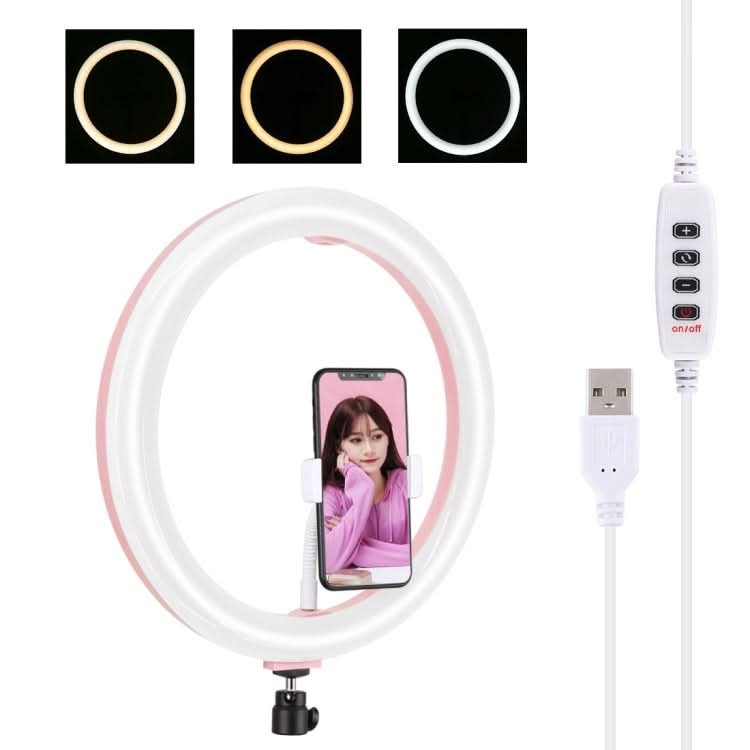 PULUZ 11.8 inch 30cm USB 3 Modes Dimmable Dual Color Temperature LED Curved Diffuse Light Ring Vlogging Selfie Photography Video Lights with Phone Clamp My Store