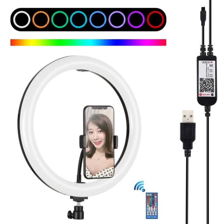 PULUZ 11.8 inch 30cm RGB Dimmable LED Dual Color Temperature LED Curved Diffuse Light Ring Vlogging Selfie Photography Video Lights with  Tripod Ball Head & Phone Clamp & Remote Control My Store