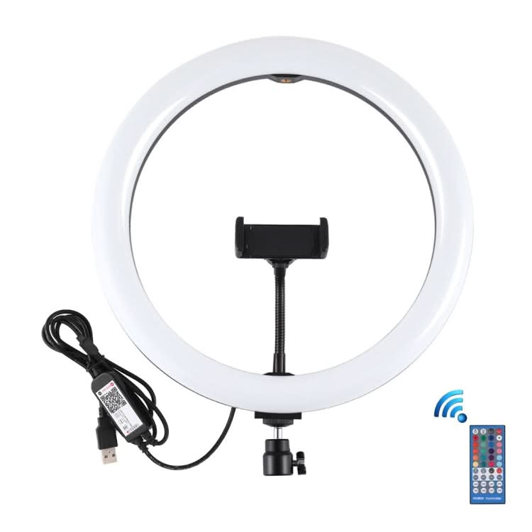 PULUZ 11.8 inch 30cm RGB Dimmable LED Dual Color Temperature LED Curved Diffuse Light Ring Vlogging Selfie Photography Video Lights with  Tripod Ball Head & Phone Clamp & Remote Control My Store