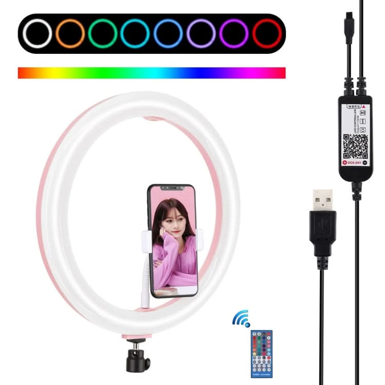 PULUZ 11.8 inch 30cm RGB Dimmable LED Dual Color Temperature LED Curved Diffuse Light Ring Vlogging Selfie Photography Video Lights with  Tripod Ball Head & Phone Clamp & Remote Control My Store