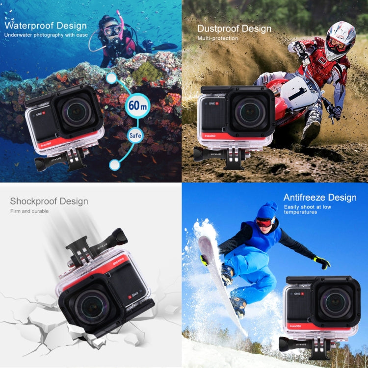 PULUZ 60m Underwater Depth Diving Case Waterproof Camera Housing for Insta360 ONE R 1.0 inch Edition My Store