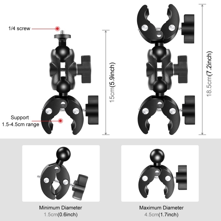 PULUZ Motorcycle Dual-heads Crab & Single Heads Clamps Handlebar Fixed Mount 150cm Selfie Stick My Store