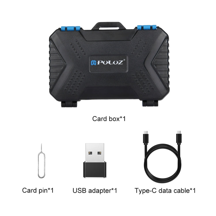 PULUZ Card Reader + 22 in 1 Memory Card Case for 1Standard SIM + 2Micro-SIM + 2Nano-SIM + 3CF + 7SD + 6TF + 1CARD PIN