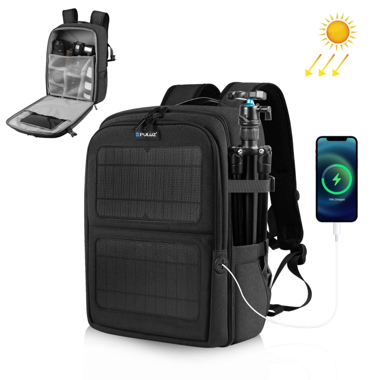 PULUZ Solar Power Outdoor Portable Camera Dual Shoulders Backpack Laptop Bag My Store