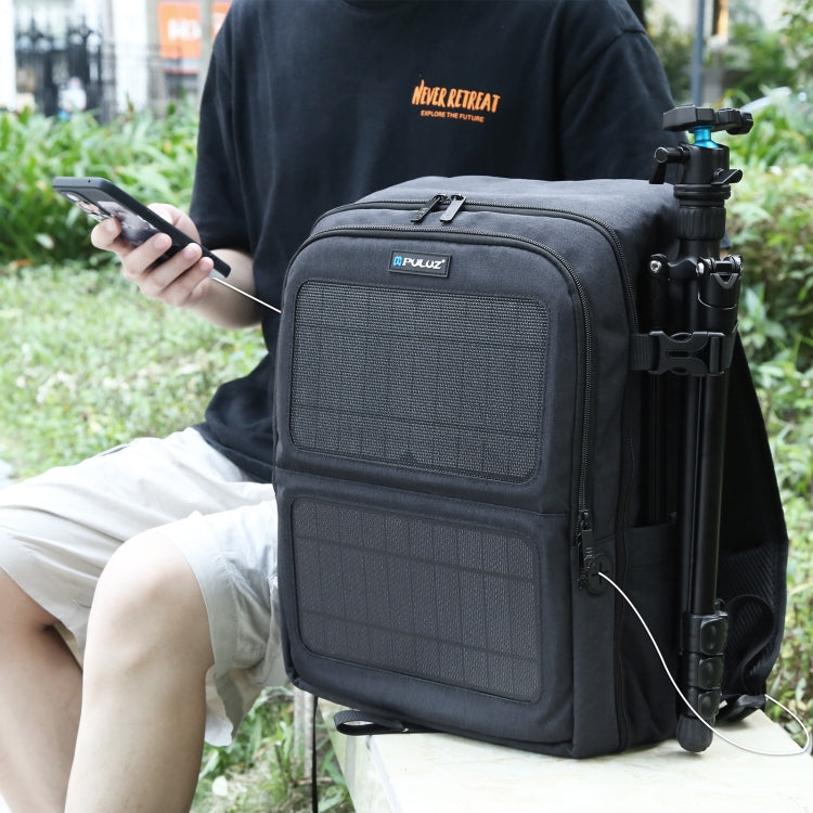 PULUZ Solar Power Outdoor Portable Camera Dual Shoulders Backpack Laptop Bag My Store