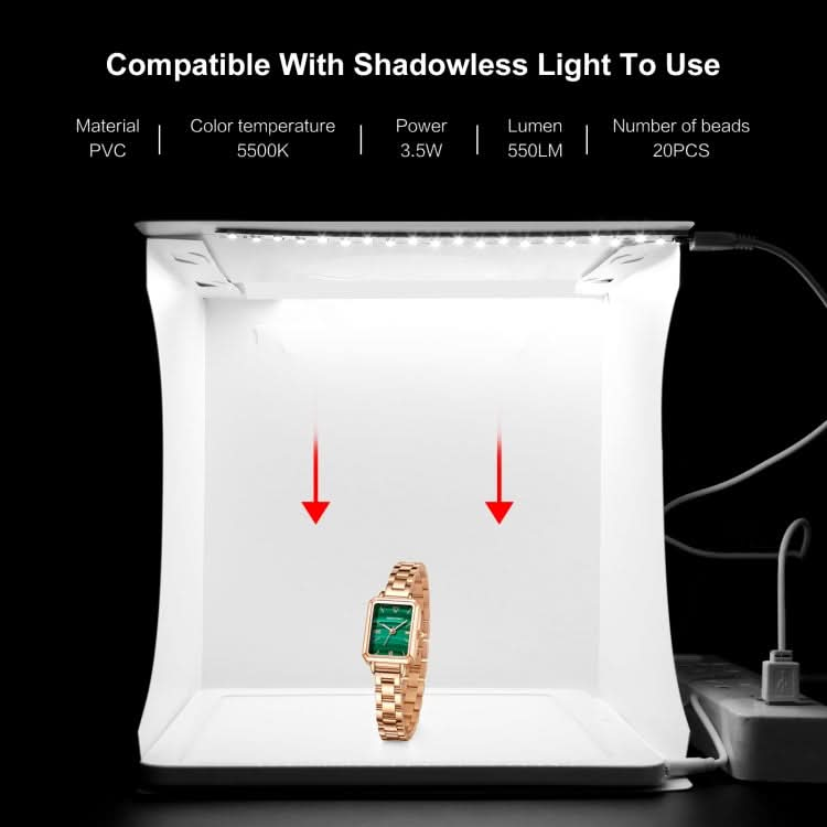 PULUZ 20cm Folding Portable 550LM Light Photo Lighting Studio Shooting Tent Box Kit with 2 Colors Backdrops (Black, White), Unfold Size: 24cm x 23cm x 23cm My Store