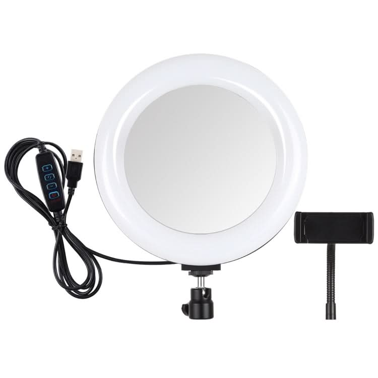 PULUZ 7.9 inch 20cm USB 3 Modes Dimmable Dual Color Temperature LED Curved Light Ring Vlogging Selfie Photography Video Lights with Mirror My Store