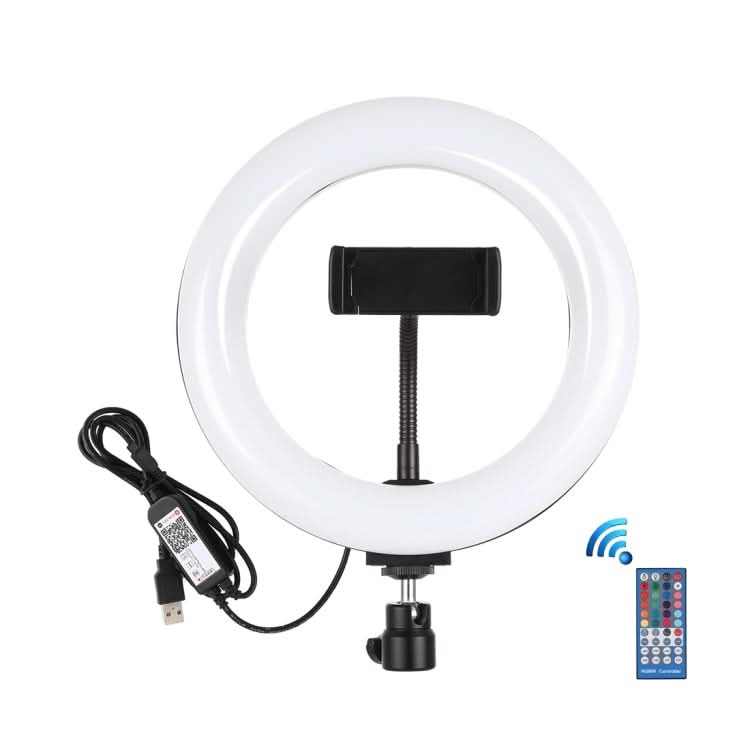 PULUZ 7.9 inch 20cm USB RGB Dimmable LED Dual Color Temperature LED Curved Light Ring Vlogging Selfie Photography Video Lights with Phone Clamp My Store