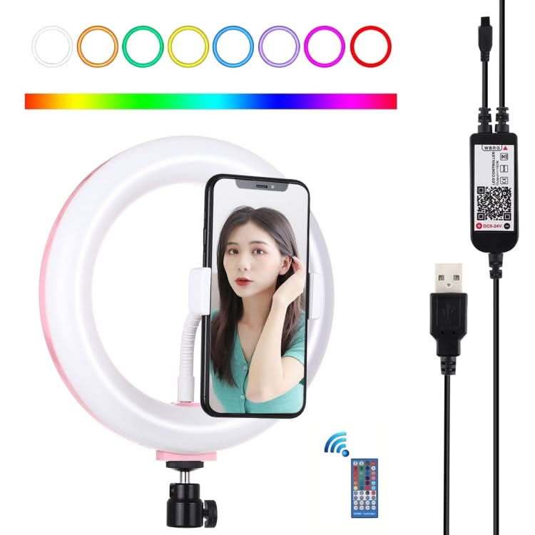 PULUZ 7.9 inch 20cm USB RGB Dimmable LED Dual Color Temperature LED Curved Light Ring Vlogging Selfie Photography Video Lights with Phone Clamp My Store