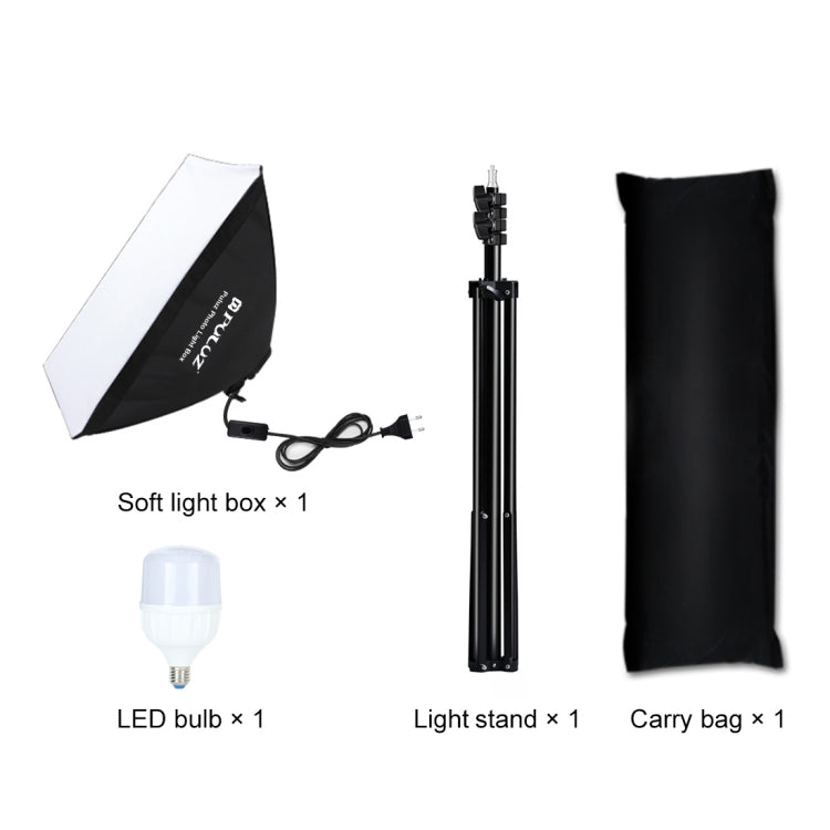 PULUZ 50x70cm Studio Softbox + 2m Tripod Mount + Single E27 30W 5700K White Light LED Bulb Photography Kit