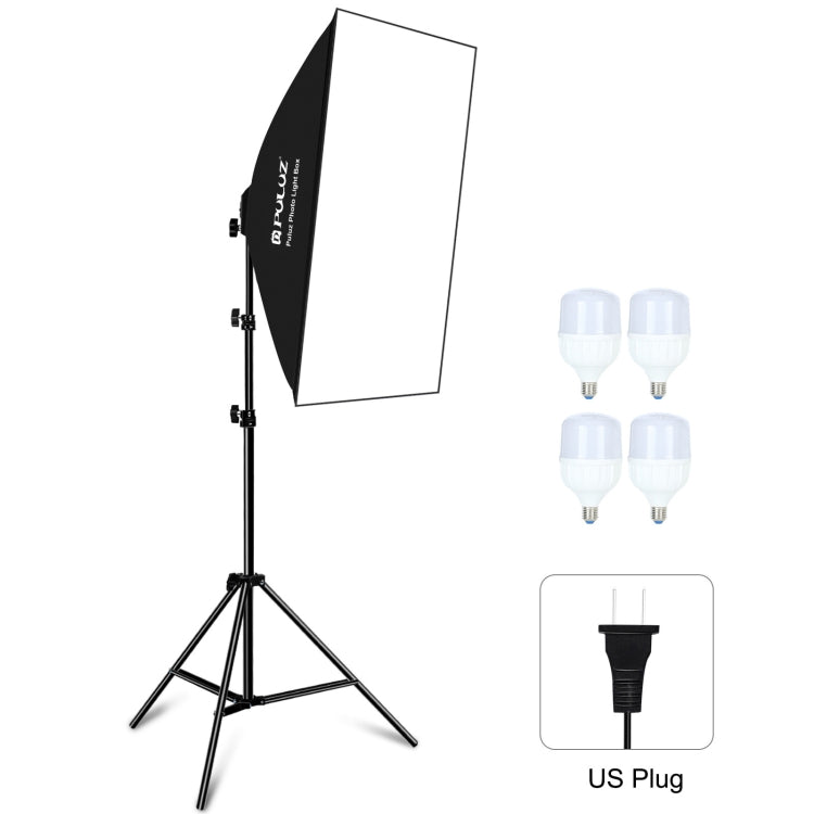 PULUZ 50x70cm Studio Softbox + 2m Tripod Mount + 4 x E27 24W 5700K White Light LED Light Bulb Photography Lighting Kit