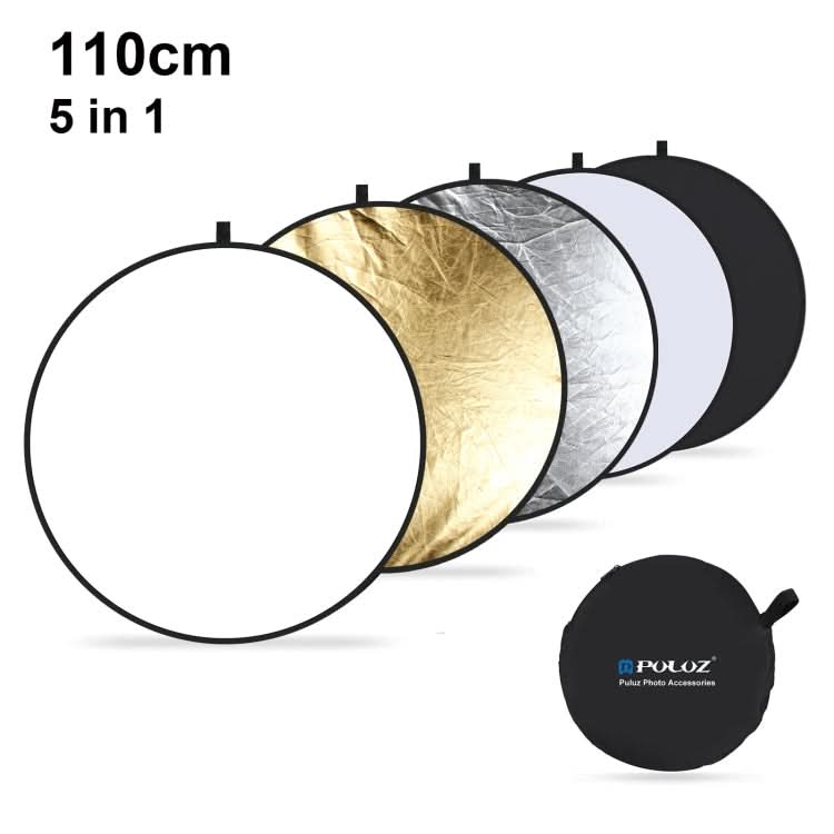 PULUZ 110cm 5 in 1 (Silver / Translucent / Gold / White / Black) Folding Photo Studio Reflector Board My Store