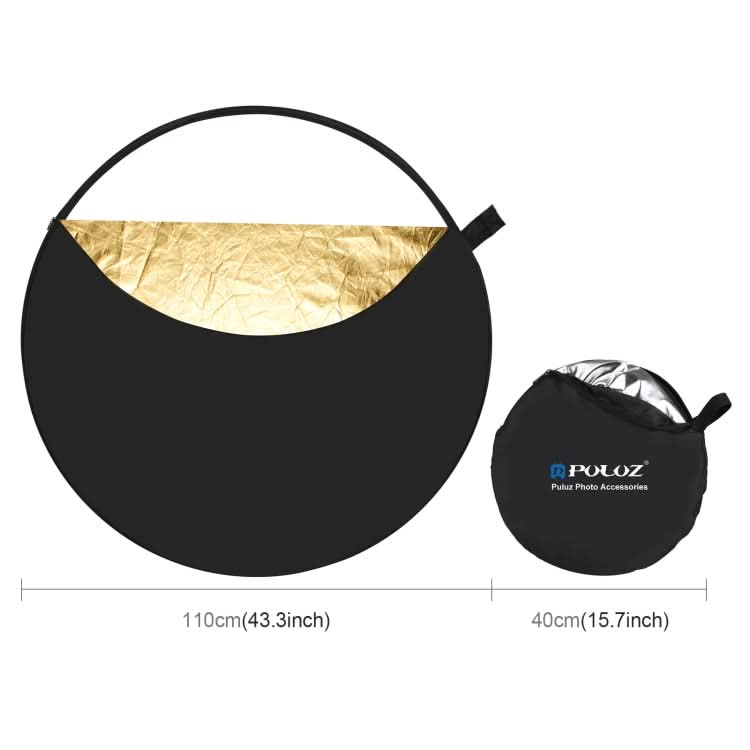 PULUZ 110cm 5 in 1 (Silver / Translucent / Gold / White / Black) Folding Photo Studio Reflector Board My Store