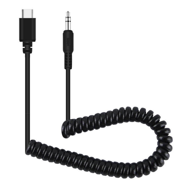 PULUZ 3.5mm TRRS Male to Type-C / USB-C Male Live Microphone Audio Adapter Spring Coiled Cable for Samsung, Huawei and Smartphones, Cable Stretching to 100cm My Store