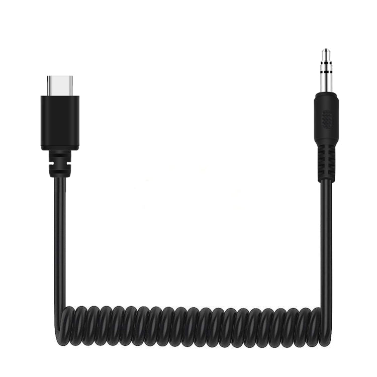 PULUZ 3.5mm TRRS Male to Type-C / USB-C Male Live Microphone Audio Adapter Spring Coiled Cable for Samsung, Huawei and Smartphones, Cable Stretching to 100cm My Store