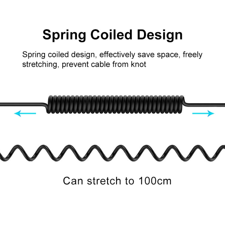 PULUZ 3.5mm TRRS Male to Type-C / USB-C Male Live Microphone Audio Adapter Spring Coiled Cable for Samsung, Huawei and Smartphones, Cable Stretching to 100cm My Store