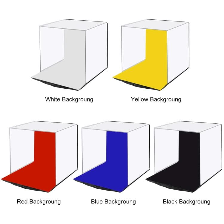 PULUZ 40cm Photo Softbox Portable Folding Studio Shooting Tent Box Kits with 5 Colors Backdrops (Red, Yellow, Blue, White, Black), Size: 40cm x 40cm x 40cm My Store