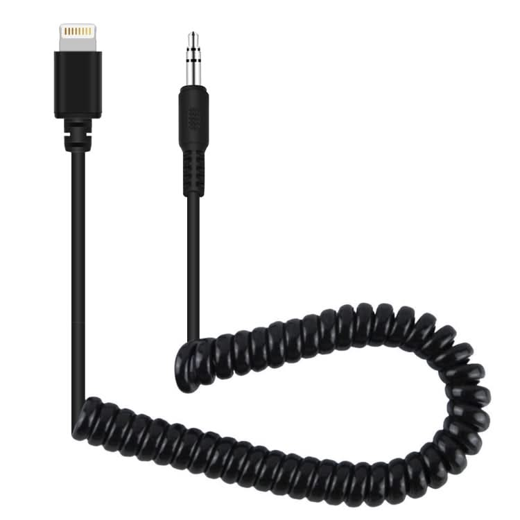 PULUZ 3.5mm TRRS Male to 8 Pin Male Live Microphone Audio Adapter Spring Coiled Cable for iPhone, Cable Stretching to 100cm My Store