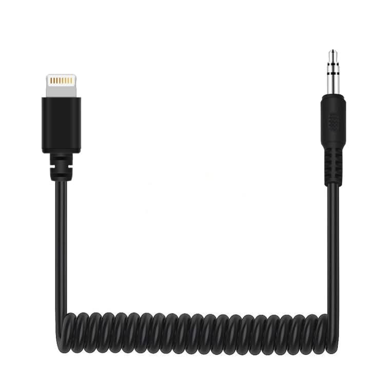 PULUZ 3.5mm TRRS Male to 8 Pin Male Live Microphone Audio Adapter Spring Coiled Cable for iPhone, Cable Stretching to 100cm My Store