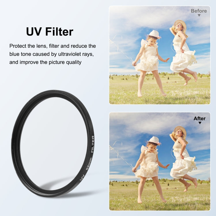 PULUZ 52mm UV Lens Filter for GoPro HERO12 Black /11 Black Mini /11 Black /10 Black /9 Black, with Adapter Ring