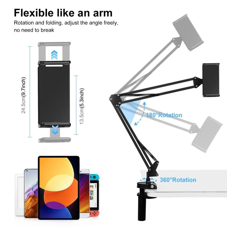 PULUZ  Live Broadcast Desktop Arm Stand Suspension Clamp Holder with Tablet PC Clamp My Store