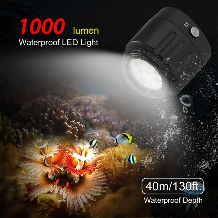 PULUZ 40m Underwater LED Photography Fill Light 1000LM 3.7V/1100mAh Diving Light for GoPro Hero12 Black / Hero11 /10 /9 /8 /7 /6 /5, Insta360 Ace / Ace Pro, DJI Osmo Action 4 and Other Action Cameras My Store