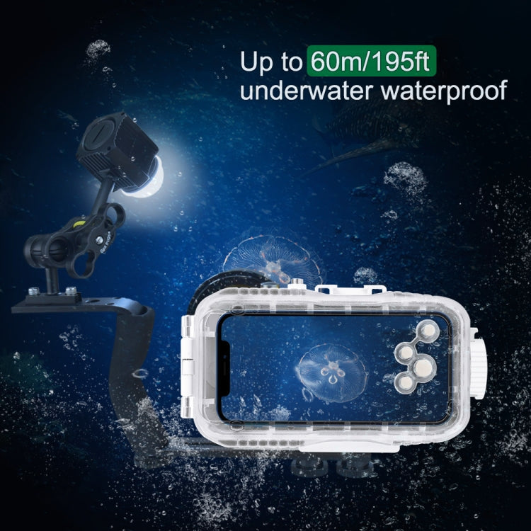 PULUZ 60m Underwater LED Photography Fill Light 7.4V/1100mAh Diving Light for GoPro Hero12 Black / Hero11 /10 /9 /8 /7 /6 /5, Insta360 Ace / Ace Pro, DJI Osmo Action 4 and Other Action Cameras