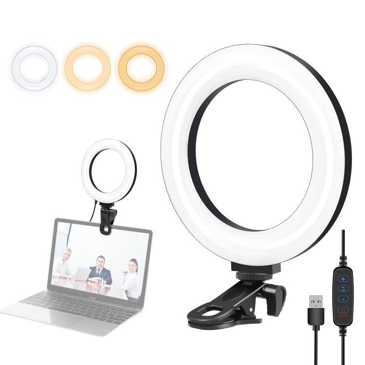 PULUZ 6.2 inch 16cm Ring Selfie Light 3 Modes USB Dimmable Dual Color Temperature LED Curved Vlogging Photography Video Lights with Monitor Clip Holder My Store