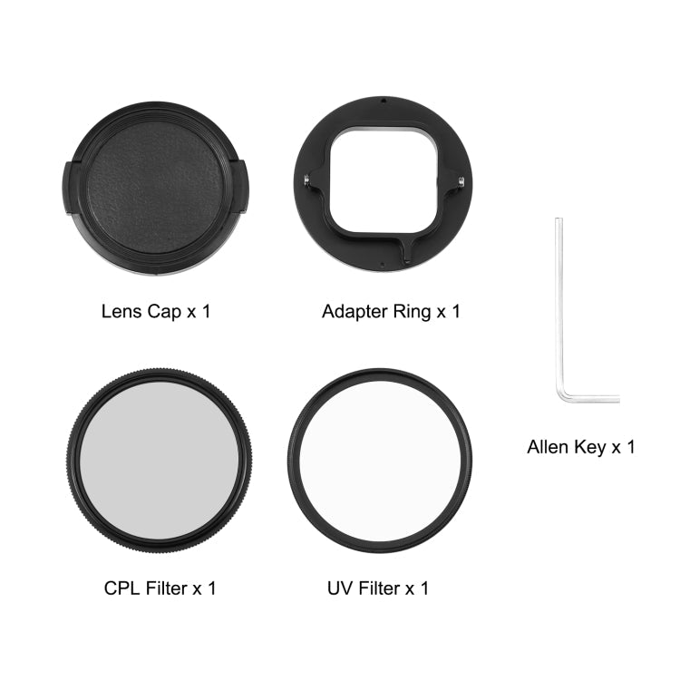 PULUZ 52mm CPL + UV Lens Filter with Adapter Ring for GoPro HERO12 Black /11 Black /11 Black Mini /10 Black /9 Black