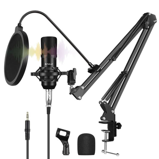 PULUZ Studio Broadcast Professional Singing Microphone Kits with Suspension Scissor Arm & Metal Shock Mount & USB Sound Card My Store