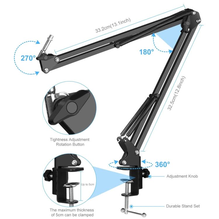 PULUZ Studio Broadcast Professional Singing Microphone Kits with Suspension Scissor Arm & Metal Shock Mount & USB Sound Card My Store