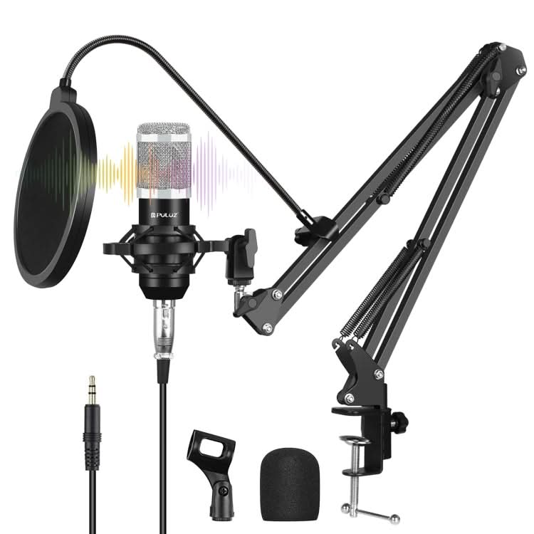 PULUZ Studio Broadcast Professional Singing Microphone Kits with Suspension Scissor Arm & Metal Shock Mount & USB Sound Card My Store