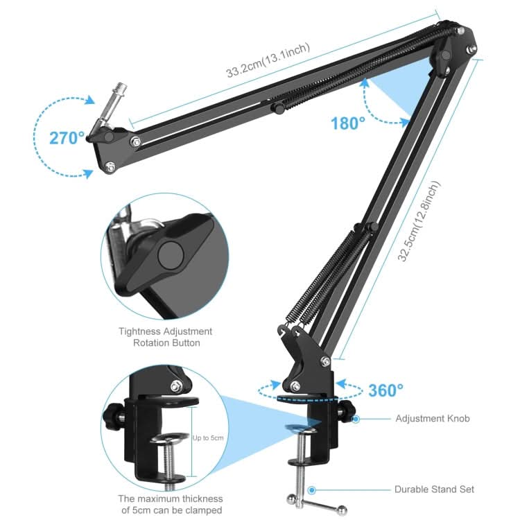 PULUZ Condenser Microphone Studio Broadcast Professional Singing Microphone Kits with Suspension Scissor Arm & Metal Shock Mount & USB Sound Card, Power By 48V My Store