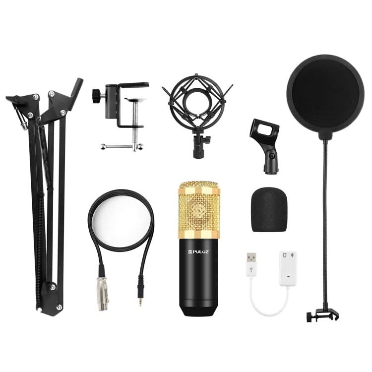 PULUZ Condenser Microphone Studio Broadcast Professional Singing Microphone Kits with Suspension Scissor Arm & Metal Shock Mount & USB Sound Card, Power By 48V My Store