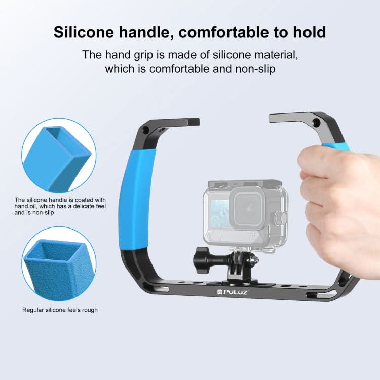 PULUZ Dual Silicone Handles Aluminium Alloy Underwater Diving Rig for GoPro, Other Action Cameras and  Smartphones My Store