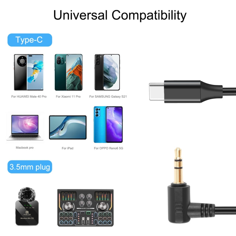 PULUZ 3.5mm TRS Male to Type-C / USB-C Male Live Microphone Audio Adapter Cable for PU3153 / PU3154 Reluova