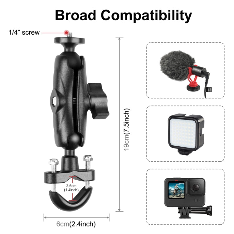 PULUZ Motorcycle Handlebar Fixed Mount U-Bolt Base Holder for GoPro and Other Action Cameras My Store