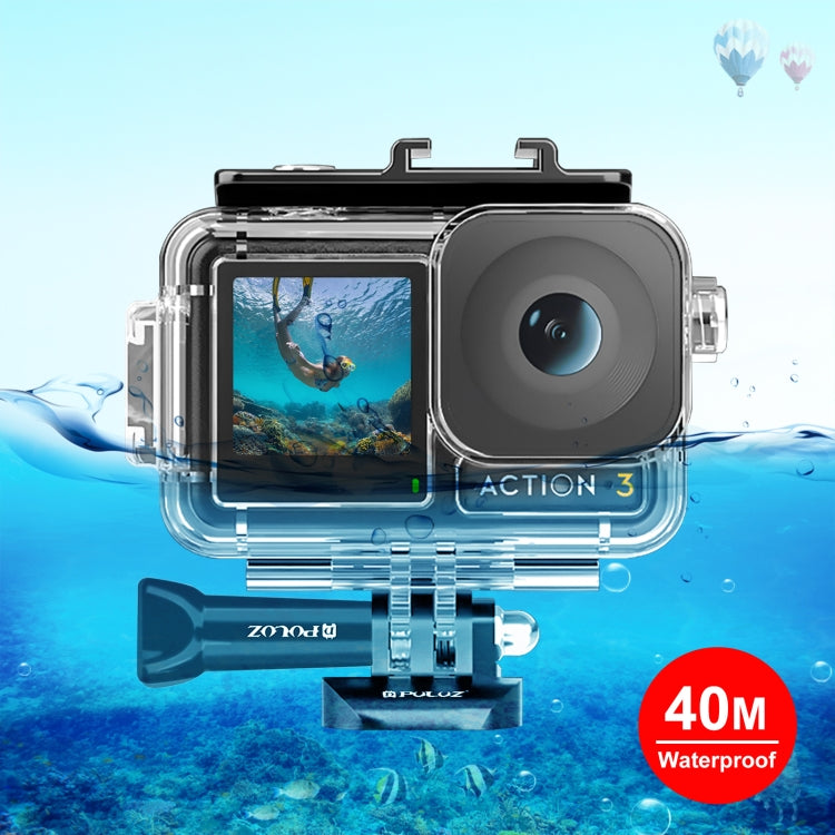 For DJI Osmo Action 5 Pro / 3 / 4 PULUZ 40m Underwater Waterproof Housing Diving Case with Cold Shoe & Buckle Basic Mount & Screw My Store