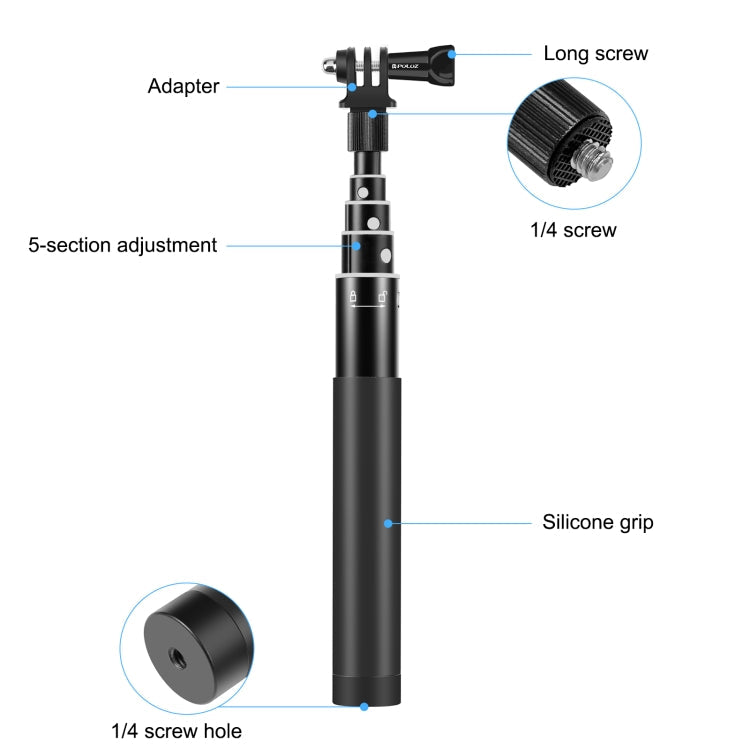 PULUZ 73.5cm Metal Selfie Stick Monopod with Invisible Adapter Base & Screw for Insta360 One RS / X2 / X3 My Store