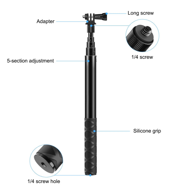 PULUZ 110cm Metal Selfie Stick Monopod with Invisible Adapter Base & Screw for Insta360 One RS / X2 / X3 / X4 My Store