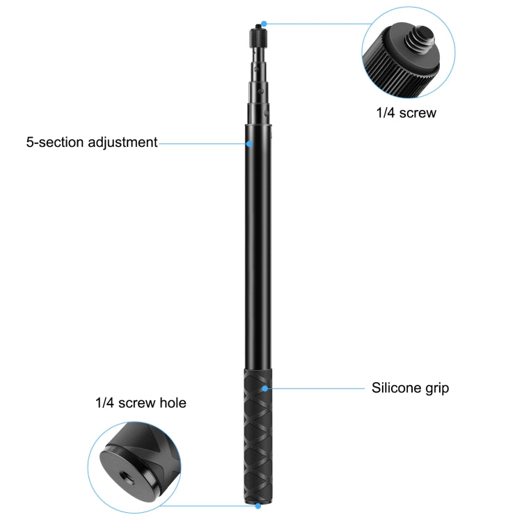 PULUZ 157cm Metal Selfie Stick Monopod  for Insta360 One RS / X2 / X3 / X4