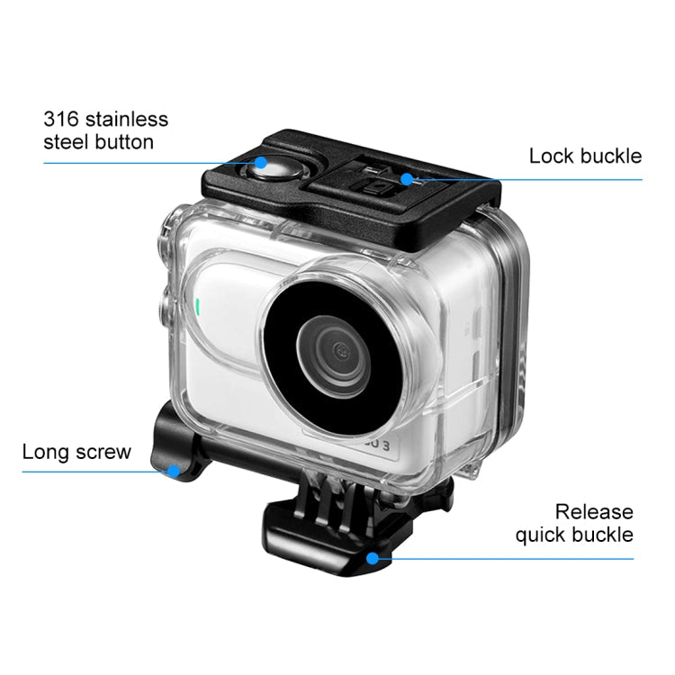 For Insta360 GO 3 PULUZ 60m Underwater Waterproof Housing Case with Base Adapter & Screw My Store