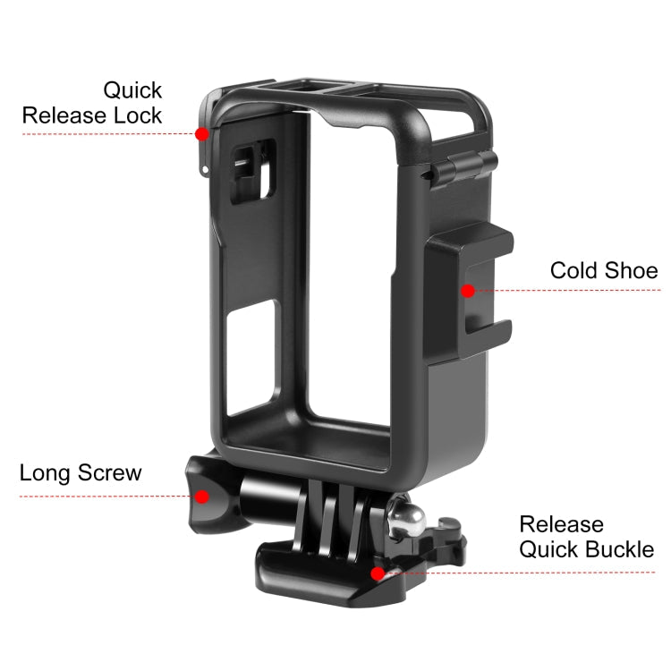 For DJI Osmo Action 4 / 3 PULUZ Vertical Plastic Protective Frame Cage with Cold Shoes My Store